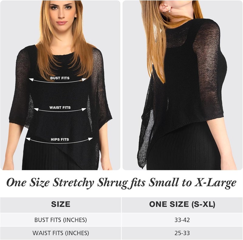 Jamntower 1 Pcs Women Sheer Poncho Shrug Summer Sheer Blouse Top Lightweight Poncho Sheer Bolero for Formal Evening Dress - Image 2
